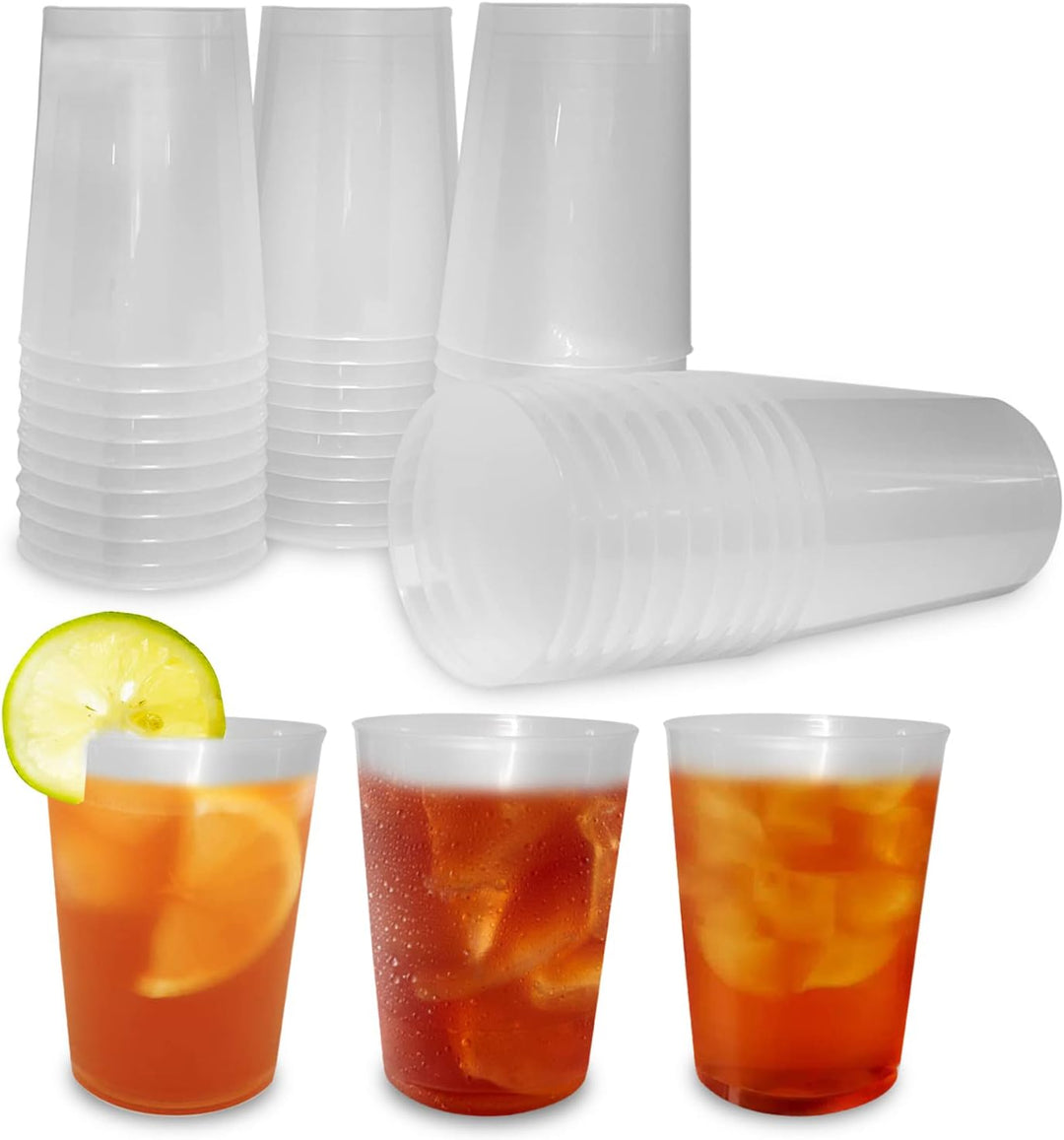 100 x 500 ml Wiederverwendbare und Einwegbecher - Hartplastik, unzerbrechlich, für Partys, Büro oder