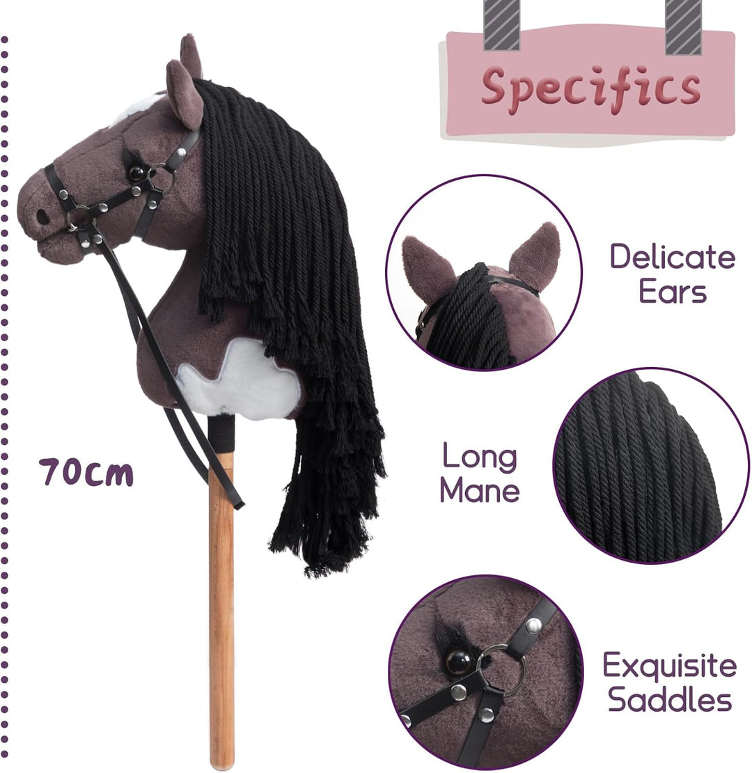 BEJOY Steckenpferd Spielzeug Pferd, Hobby Horse Holzpferd Plüschpferd zum Reiten für Kinder mit Half