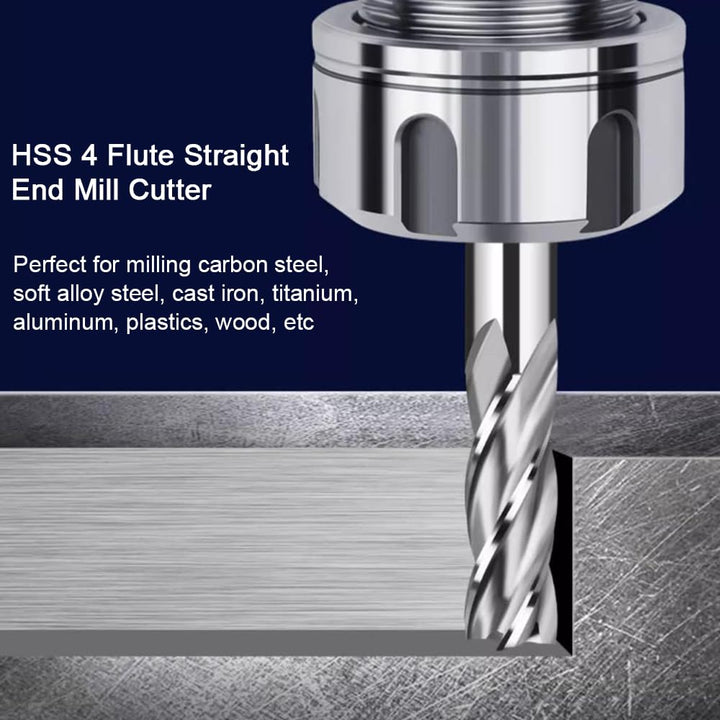 ASNOMY 24mm HSS Schaftfräser CNC Drehmaschine geraden Schaft, 4 Flöte Spiralfräser Schneide Schaftfr