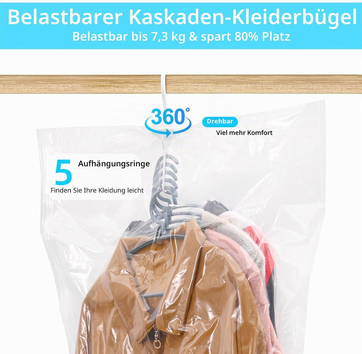 Vakuum-Kompressionsbeutel, zum Aufhängen, platzsparend, transparent, mit Haken, für Anzüge, Mäntel,
