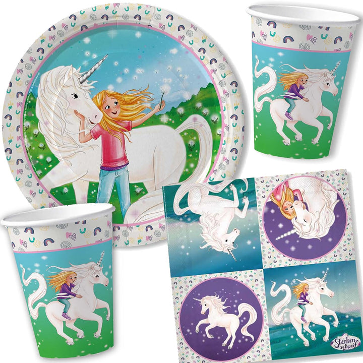 Carpeta 37-TLG Party-Set * STERNENSCHWEIF * für 8 Kinder mit Teller + Becher + Servietten + Luftball
