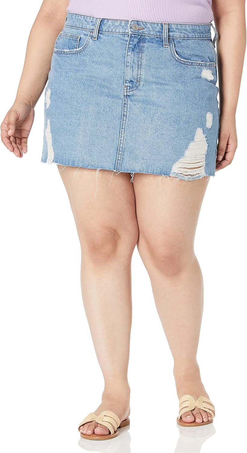 The Drop Jeans-Minirock für Damen, Ansh im Used-Look XXS Mittleres Indigoblau, XXS Mittleres Indigob