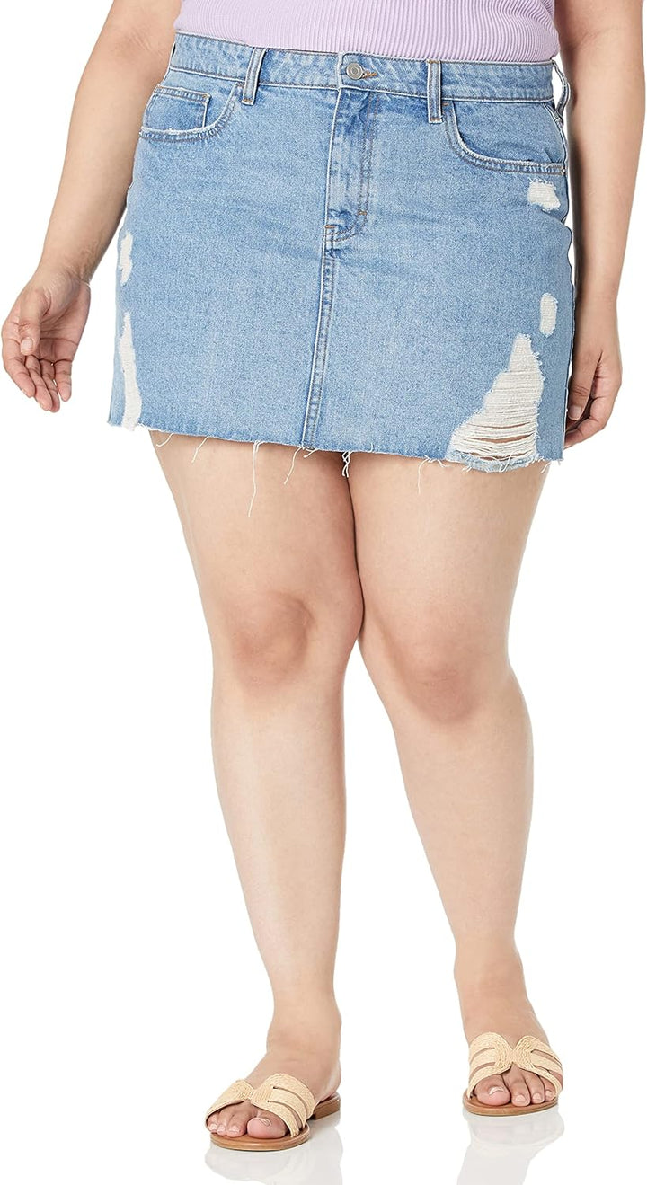 The Drop Jeans-Minirock für Damen, Ansh im Used-Look XXS Mittleres Indigoblau, XXS Mittleres Indigob