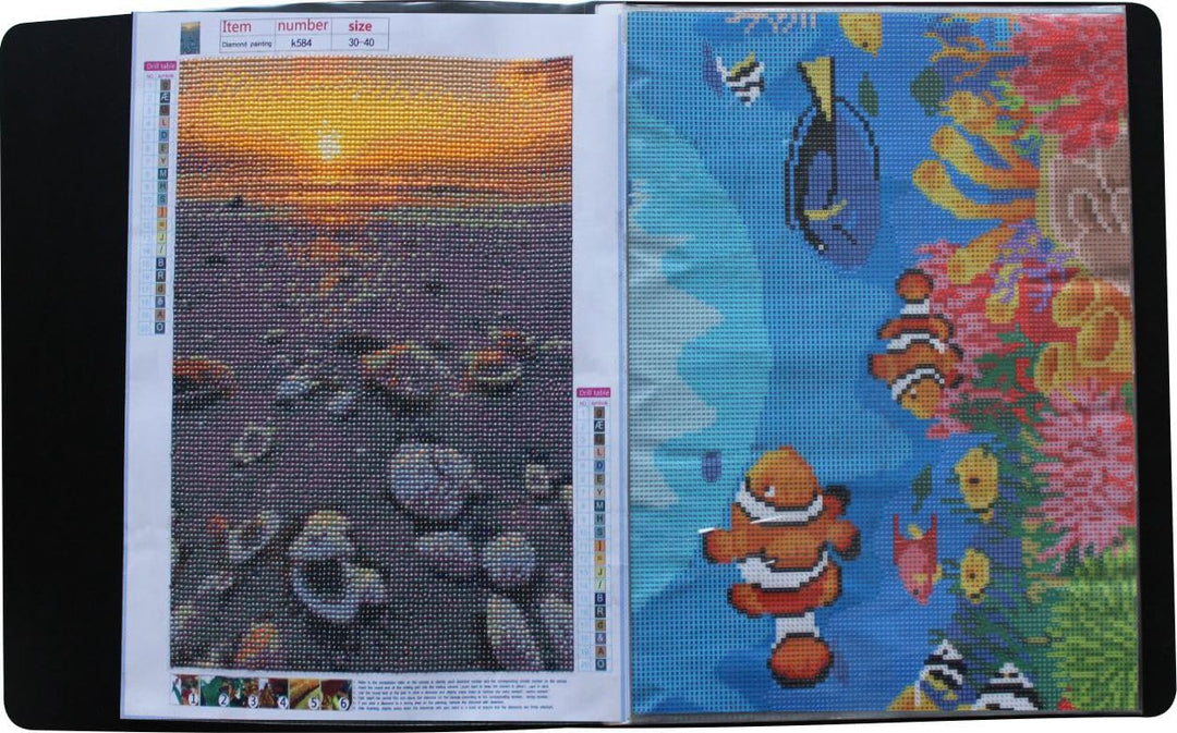 Nachfüllbares Diamond Painting - Sammelbuch für Inhalt 30 x 40 cm in schwarz mit 20 Hüllen