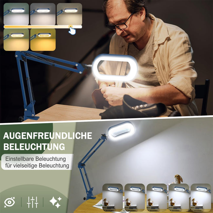 Veemagni 10X Rectangle Lupe mit Licht und Ständer, 5 Farbmodi stufenlos dimmbar, 2-in-1 LED beleucht