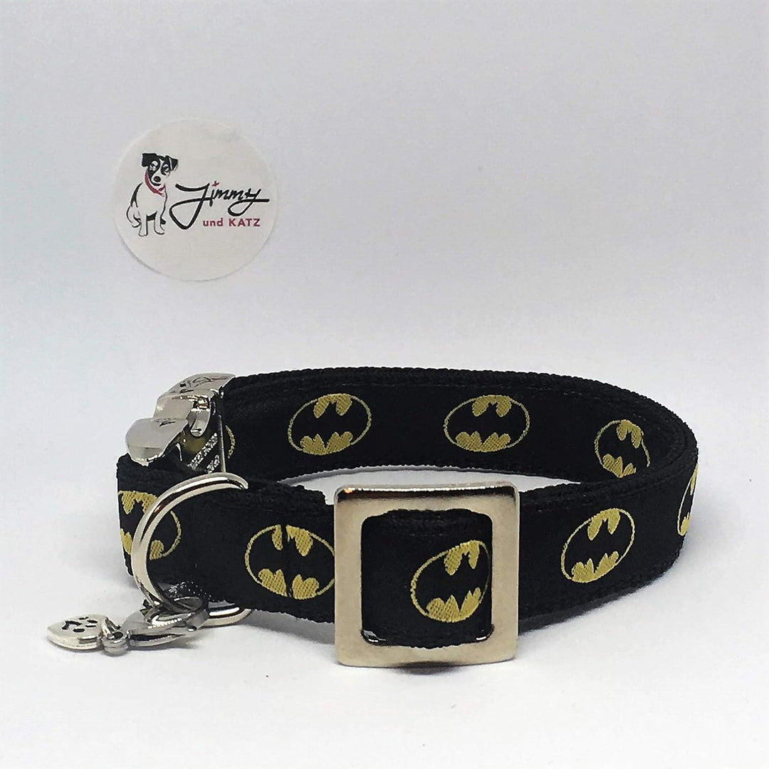 Jimmy und Katz Hundehalsband Batman 26cm-40cm x 2cm Schwarz, Schwarz