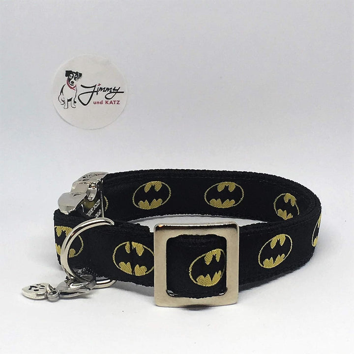 Jimmy und Katz Hundehalsband Batman 26cm-40cm x 2cm Schwarz, Schwarz