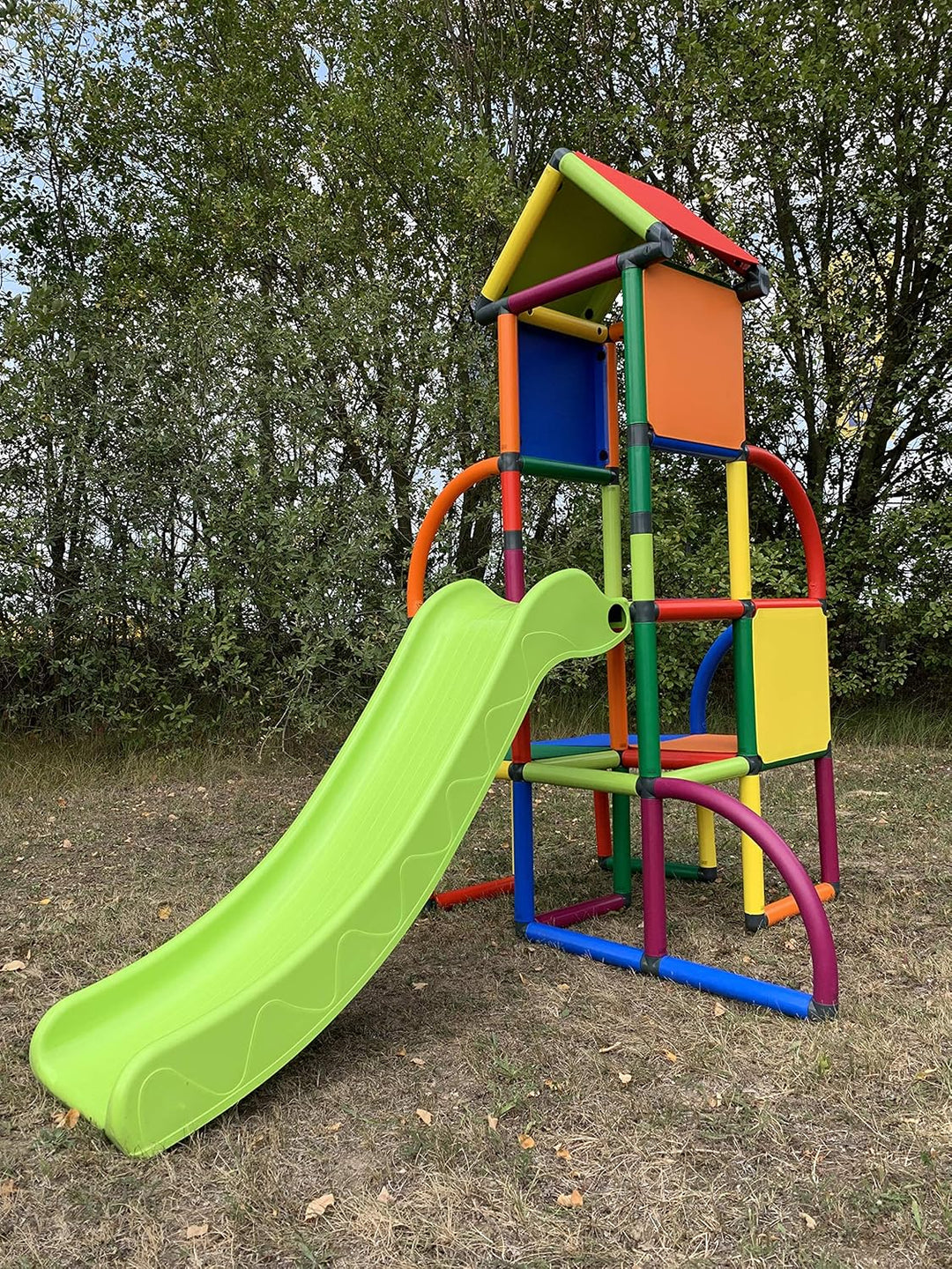 Move and stic Spielturm Toni mit Rutsche – Indoor &amp; Outdoor Kletterturm mit Spielhaus – Modulares Kl