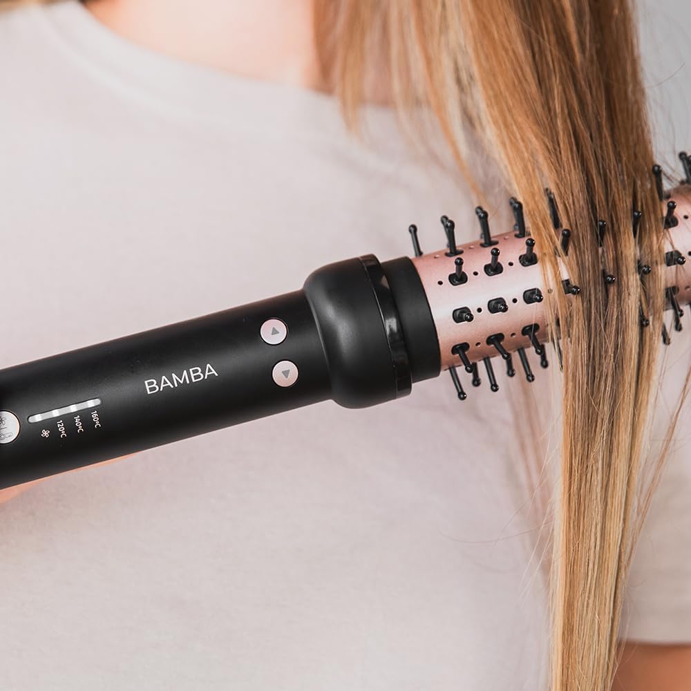 Cecotec Glättbürste Bamba InstantCare Curly AirFlow. Trocknet und kräuselt, 34mm Zylinder, Keramikbe
