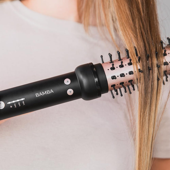 Cecotec Glättbürste Bamba InstantCare Curly AirFlow. Trocknet und kräuselt, 34mm Zylinder, Keramikbe