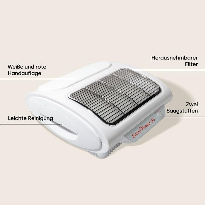 Emmi Nail Power G5 Staubabsaugung Nagelstudio elektrisch – leiser Staubabsauger mit Feinstaubfilter