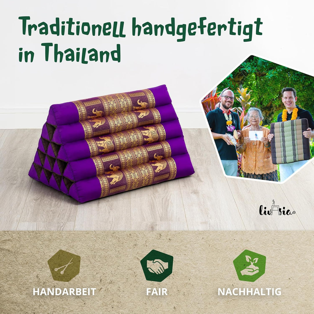 livasia Rückenstützkissen extrahoch mit Thaiseide - 38x55x35cm - Dreieckskissen für Garten/Balkon, K