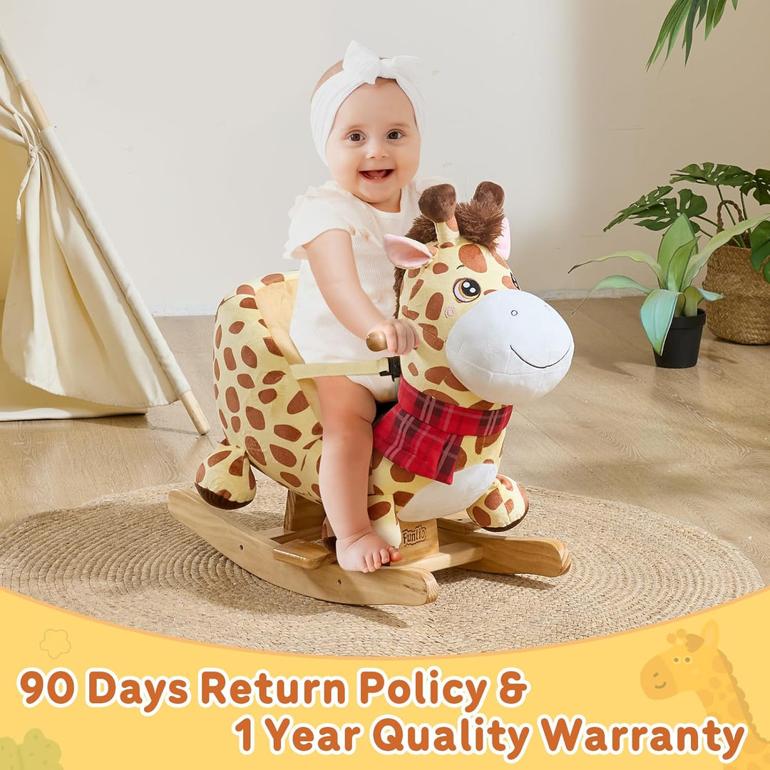 FUNLIO Giraffen-Baby-Schaukelpferd für Kleinkinder von 6 Monaten bis 3 Jahren, Plüschtier zum Aufsit