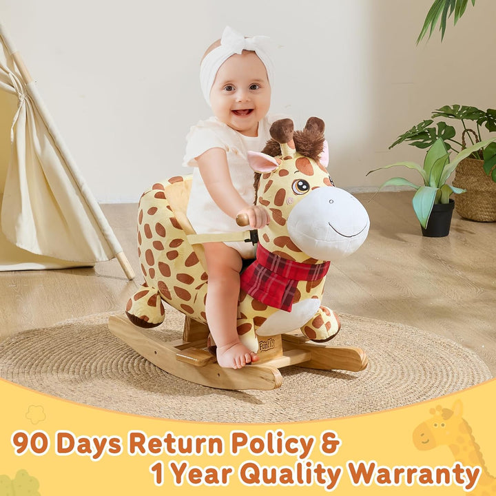 FUNLIO Giraffen-Baby-Schaukelpferd für Kleinkinder von 6 Monaten bis 3 Jahren, Plüschtier zum Aufsit