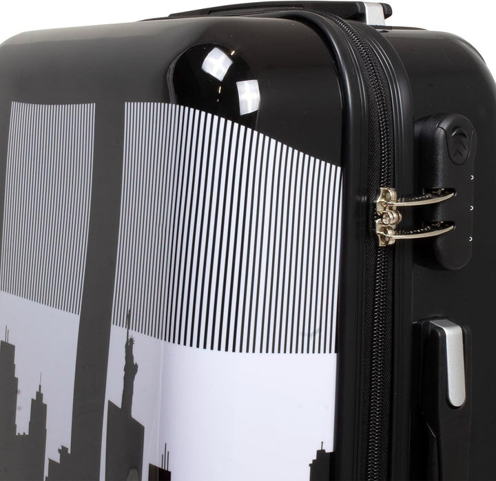 Hartschalen Koffer Trolley mit hochwertigem Motiv Print NY Skyline Handgepäck, Grösse M