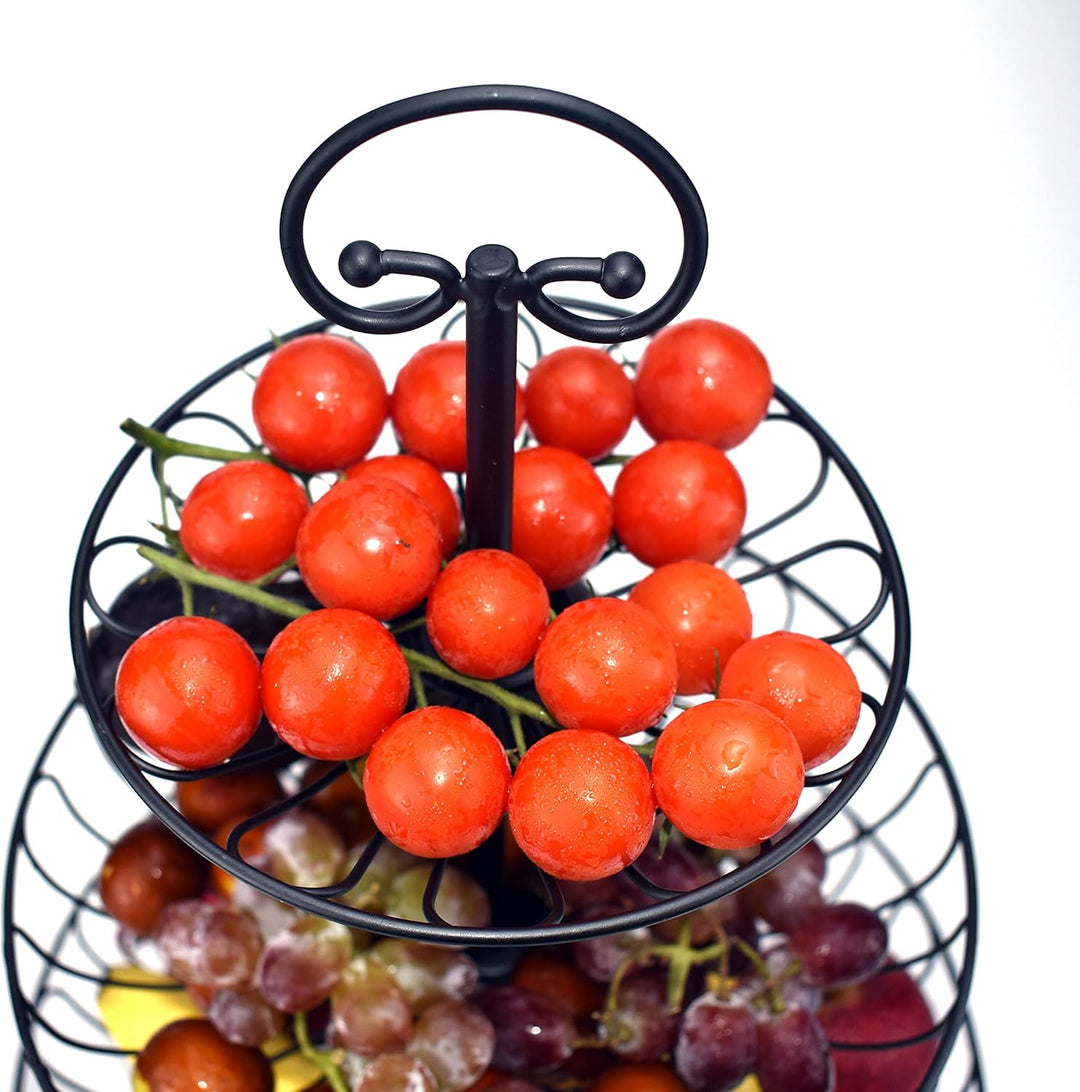 Azatemgo 3-Stöckige Obstschale aus Metall - Stark &amp; Robust 45x30cm, Grün, Grün