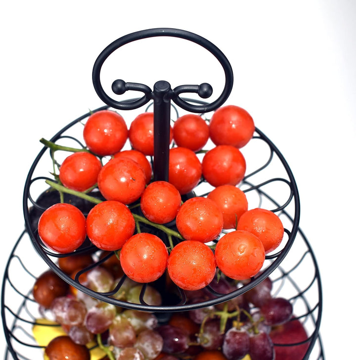 Azatemgo 3-Stöckige Obstschale aus Metall - Stark &amp; Robust 45x30cm, Grün, Grün