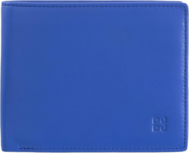 DUDU Bunte Herrenbrieftasche RFID aus Nappaleder mit Münzfach und Kartensteckfächer Kornblume, Kornb