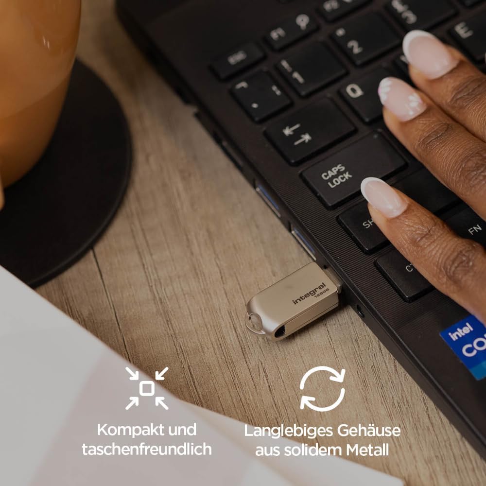 Integral 128GB 360-Dual USB 3.2 Gen 1 Typ A & USB-C Flash-Laufwerk - 5Gbps Übertragungen - Plug & Pl