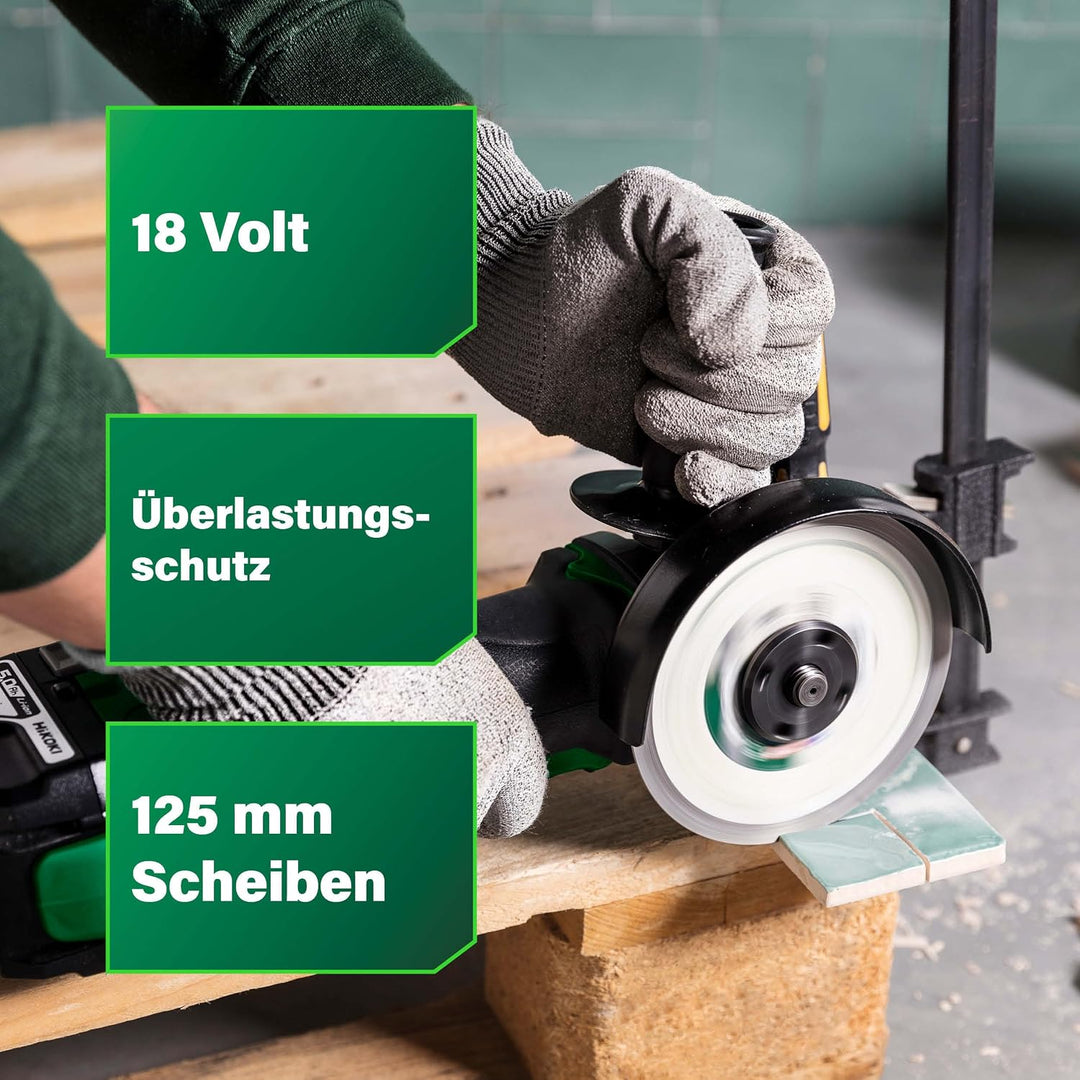 HIKOKI Akku Winkelschleifer, G18DSL2W3Z (Basic) (HSC II), Grün-Schwarz