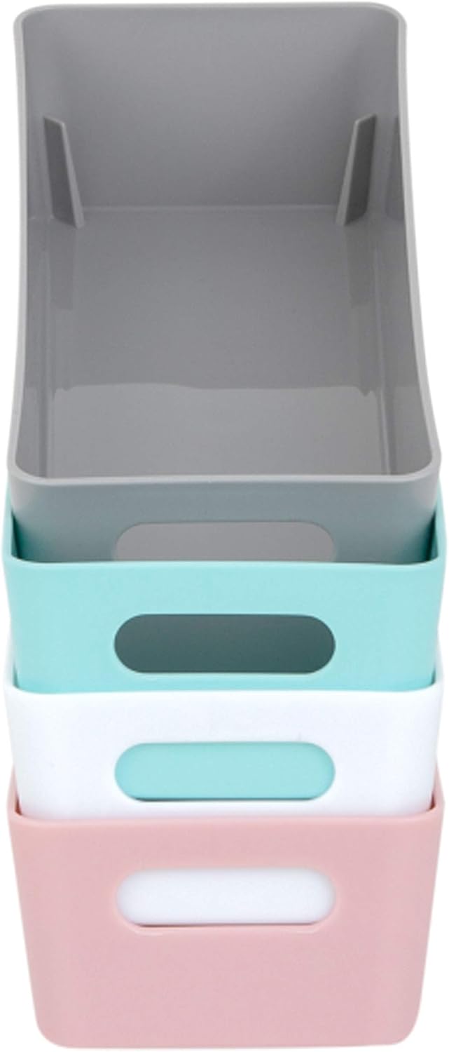 6x Ordnungsboxen - 6 cm hoch - GRAU - 25x10x6cm - 1 Liter - Ordnungskorb - Schubladenorganizer Schub