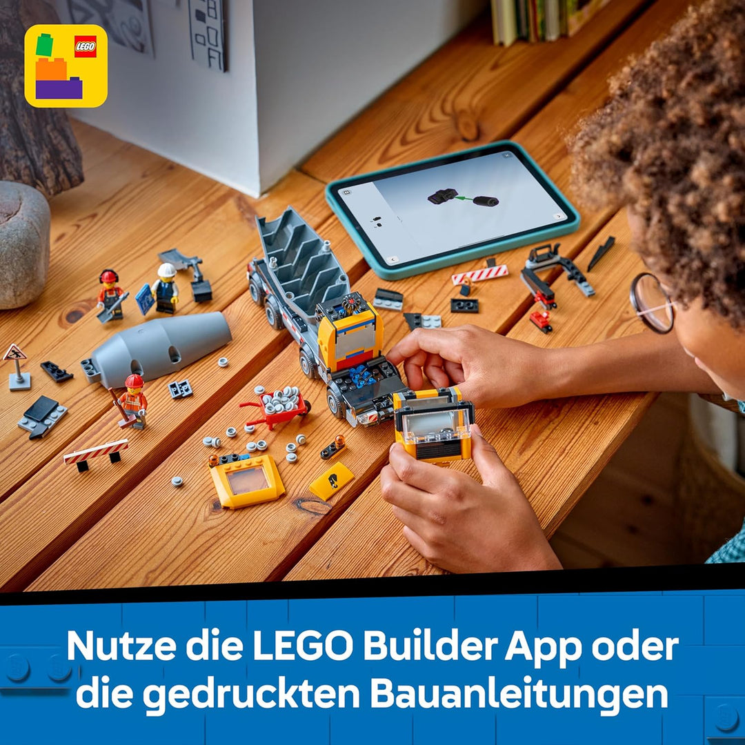 LEGO City Betonmischer - Lehrreiches Baufahrzeug Spielzeug mit 3 Minifiguren, drehbarer Trommel &amp; Au