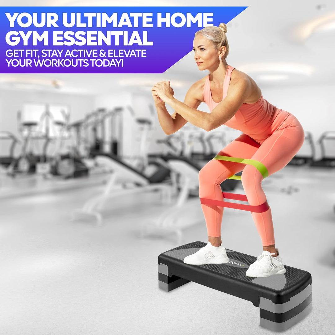 TechFit Aerobic Stepper, höhenverstellbar, rutschfeste Oberfläche, belastbar bis 120 kg, aus leichte