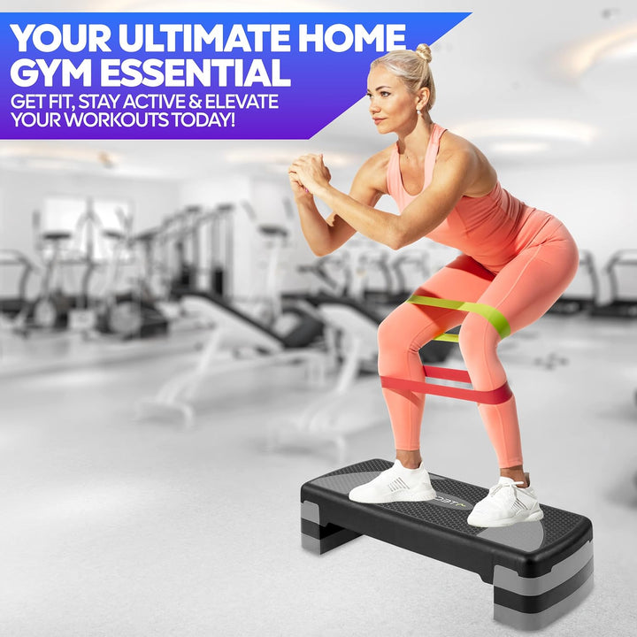 TechFit Aerobic Stepper, höhenverstellbar, rutschfeste Oberfläche, belastbar bis 120 kg, aus leichte
