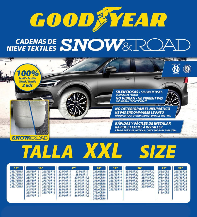 Goodyear Snow & Road Grösse XXL 2er Set Textil Schneeketten für Autos SNOW & ROAD GRÖSSE XXL, SNOW &