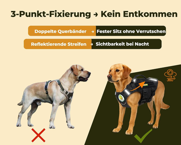 Hundegeschirr für mittelgrosse &amp; grosse Hunde – Modell RoveVest Air, leicht &amp; atmungsaktiv, verstell