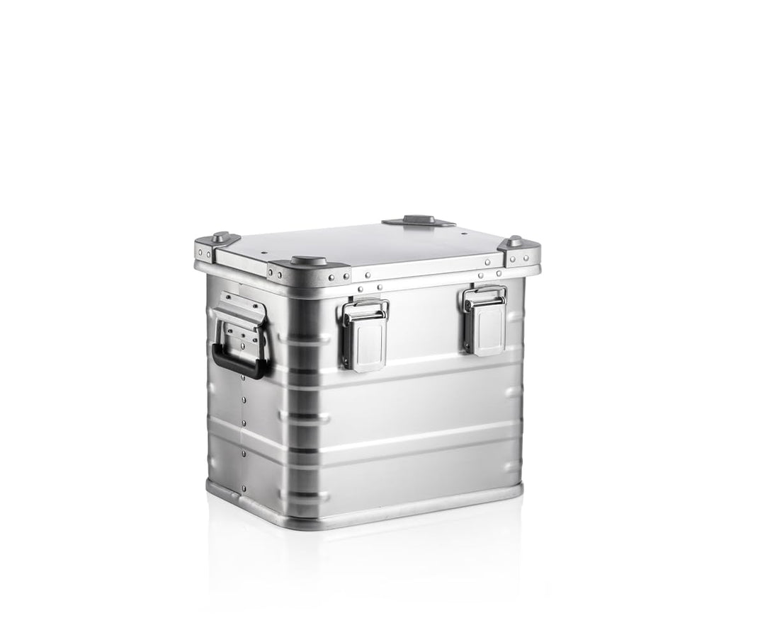 AluVault 029L – Alubox mit Deckel, Aluminium Aufbewahrungsbox, Alukiste, Spritzwassergeschützt, Stau