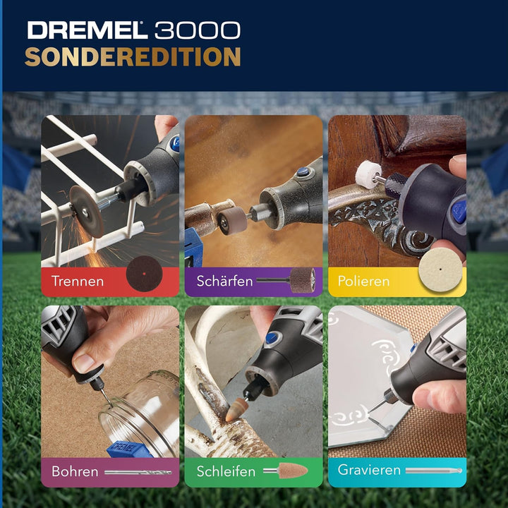 Dremel 3000 Champion Multifunktionswerkzeug mit 130‑W‑Motor bis zu 33.000 U/min inkl 25 Zubehöre, gr