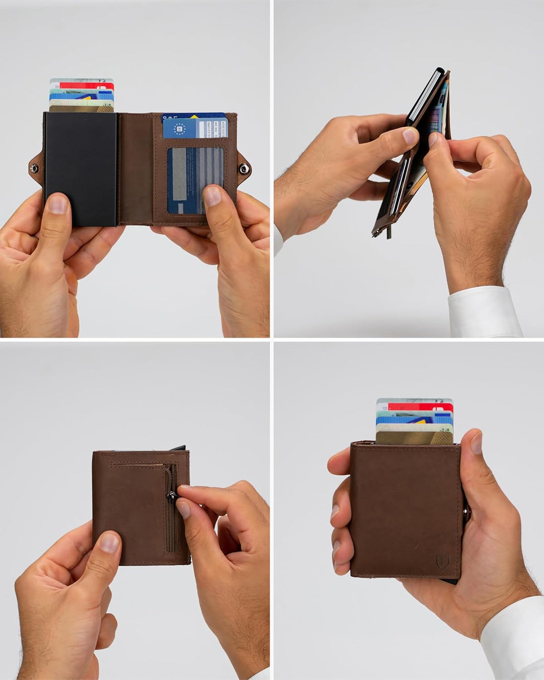 Swipe Classic – Premium Geldbörse aus echtem Leder handgemacht für Herren und Damen Portemonnaie Alu