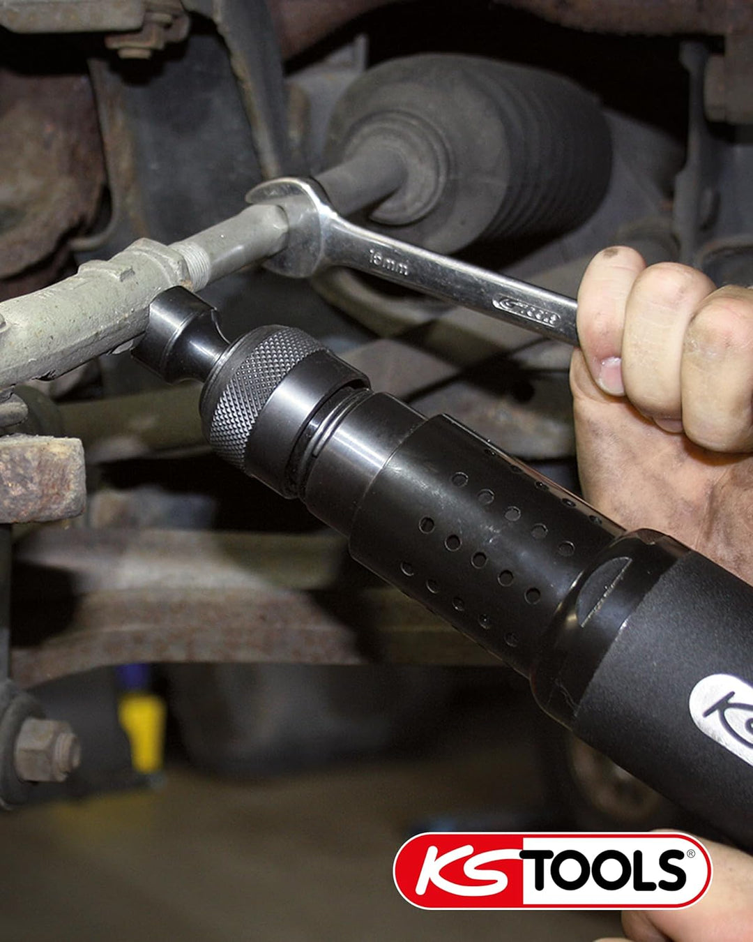 KS Tools Druckluft Meisselhammer Vibro-Impact 515.3880 I 6-teilig mit 4 Meisseln & Halter I Abbruchh