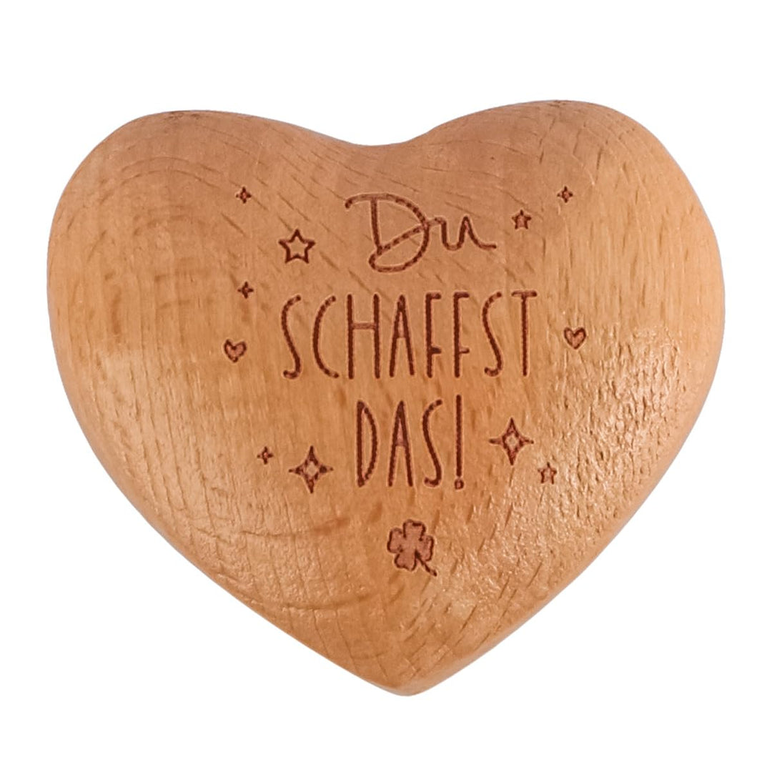 Namvo Handschmeichler Herz aus Holz mit Gravur Du schaffst das Motivationsgeschenk Mutmacher Charm G