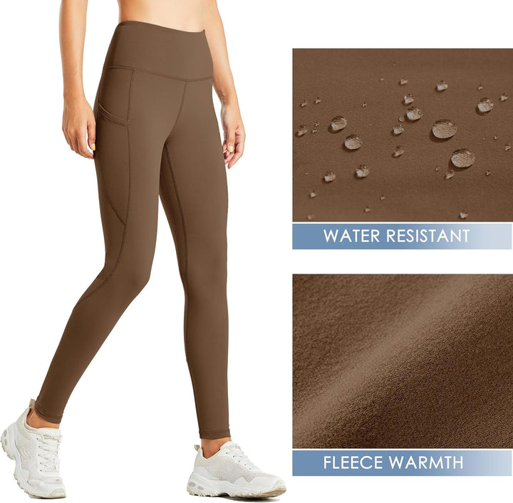 WILLIT Fleece gefütterte Leggings Damen Wasserbeständig Thermohose warme Winterhosen Yogahose Laufho