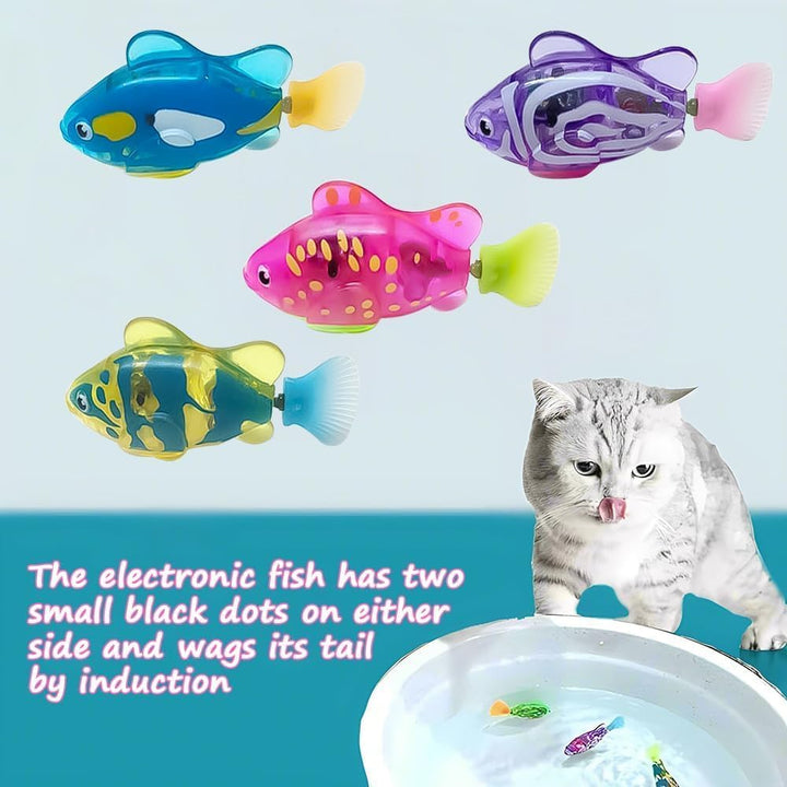 4PCS Elektronischer Haustier Fisch, Schwimmen Roboter Fisch Spielzeug für Katzen, Elektrisches Fisch