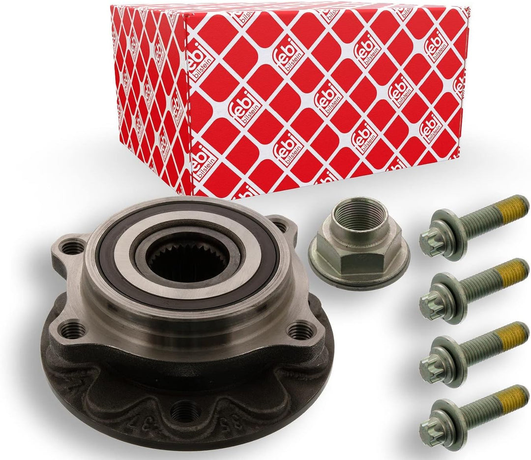 febi bilstein 44333 Radlagersatz mit Radnabe, Achsmutter und Befestigungsschrauben , 1 Stück