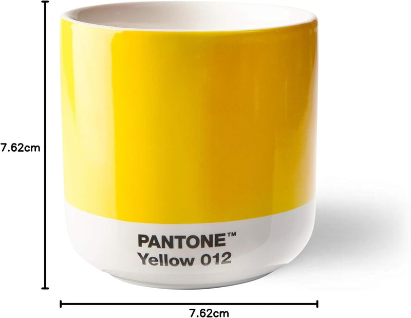 Pantone doppelwandiger Porzellan-Thermobecher Cortado, ohne Henkel, 190ml, 012, Yellow 012