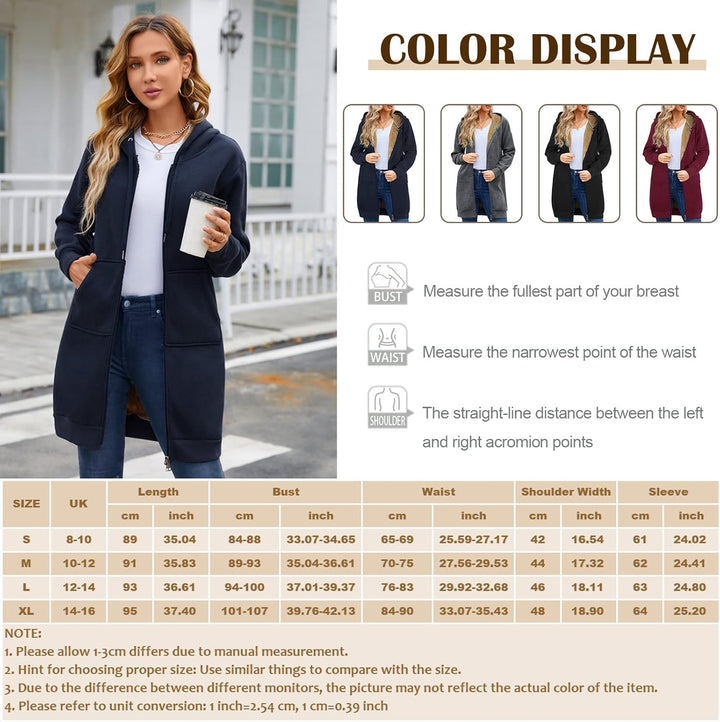 Svanco Damen Hoodie Kapuzenpullover Sweatshirt Langarm Pullover Langen Mantel Jacke Tops Outwear für