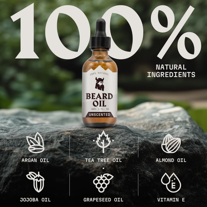 Striking Viking Beard Oil & Balm Set - Unscented - 2x2 fl oz - 2pcs (30g / 30ml, Unparfümiert) Unpar