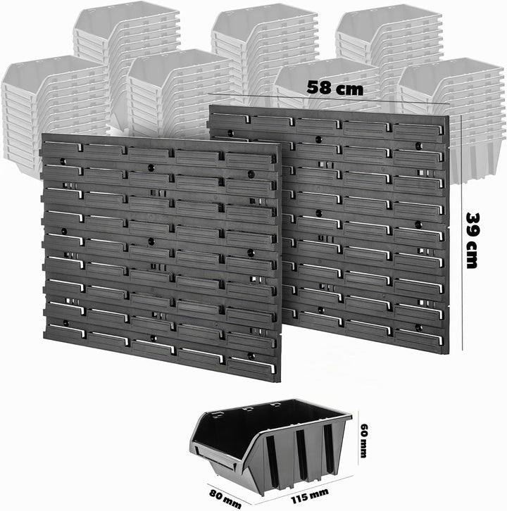 KADAX Werkstattwandregal, 58x78cm Lagersystem aus robustem Kunststoff, UV-Resistentes Werkstattregal