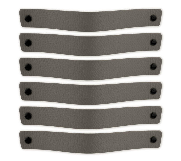 Brute Strength - Ledergriffe für Möbel - Grau - 6 Stück - 20 x 2,5 cm - Schrankgriff, Türgriff für K