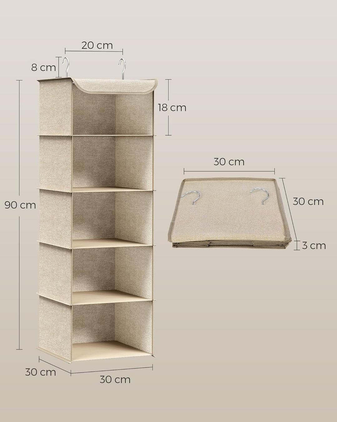 SONGMICS Hängeorganizer, Schrank-Organizer, Hängeregal, Hängeaufbewahrung, faltbar und platzsparend,