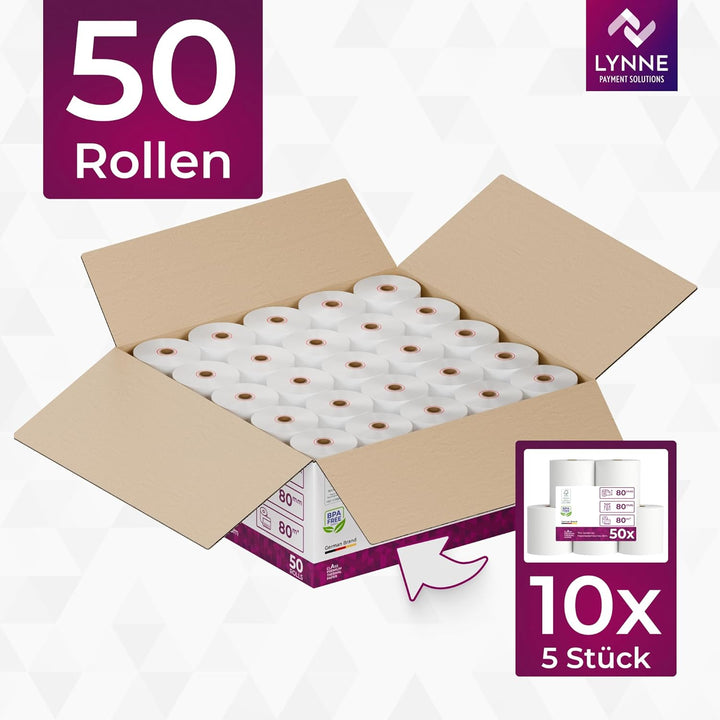 Thermorollen/Bonrollen/Kassenrollen 80mm x 80m x 12mm (80x80x12) für alle gängigen Thermopapier Kass