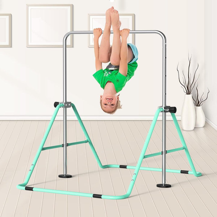 Gymnastikstange Kinder Reckstange Indoor Outdoor Faltbar Höhenverstellbar Grün, Grün