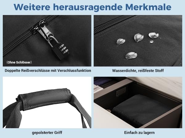 INFANZIA 270L Sporttasche, Extra Grosse Aufbewahrungstasche mit Upgrade Reissverschlüssen, Reisetasc