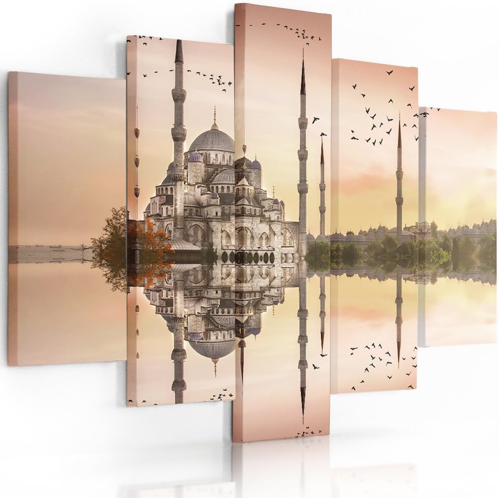 Feeby. Leinwandbild - 5 Teile - Bilder, Wand Bild, Wandbilder, Kunstdruck XXL, 5-Teilig, (BLAUE MOSC