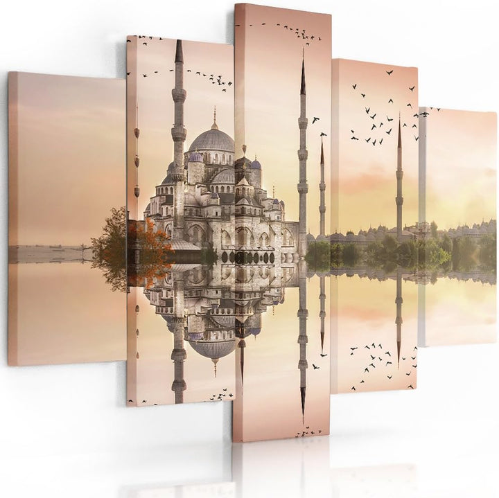 Feeby. Leinwandbild - 5 Teile - Bilder, Wand Bild, Wandbilder, Kunstdruck XXL, 5-Teilig, (BLAUE MOSC