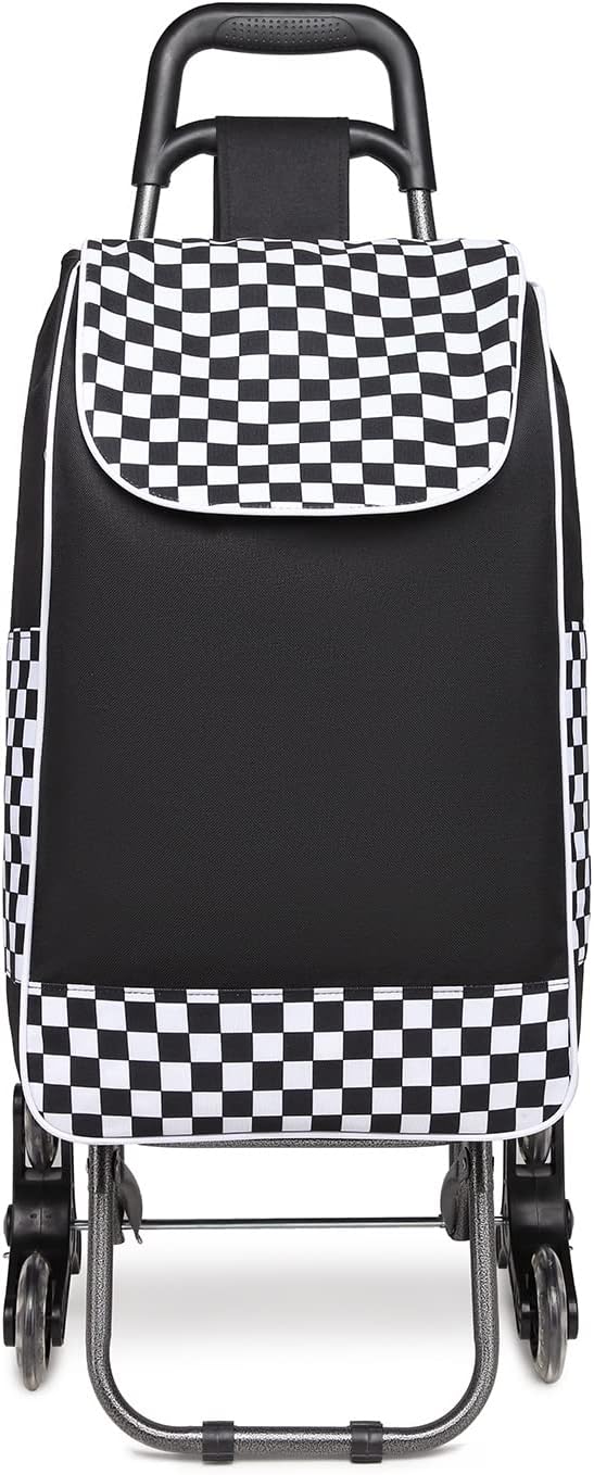 Kono Einkaufstrolley Stabiler 2 in 1 Klappbar Einkaufswagen Multifunktional Treppensteigwagen mit 3
